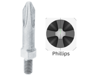 Threaded-Shank Phillips Bits